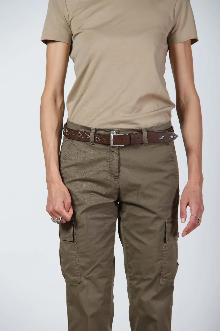 Mason's cintura in pelle borchie marrone