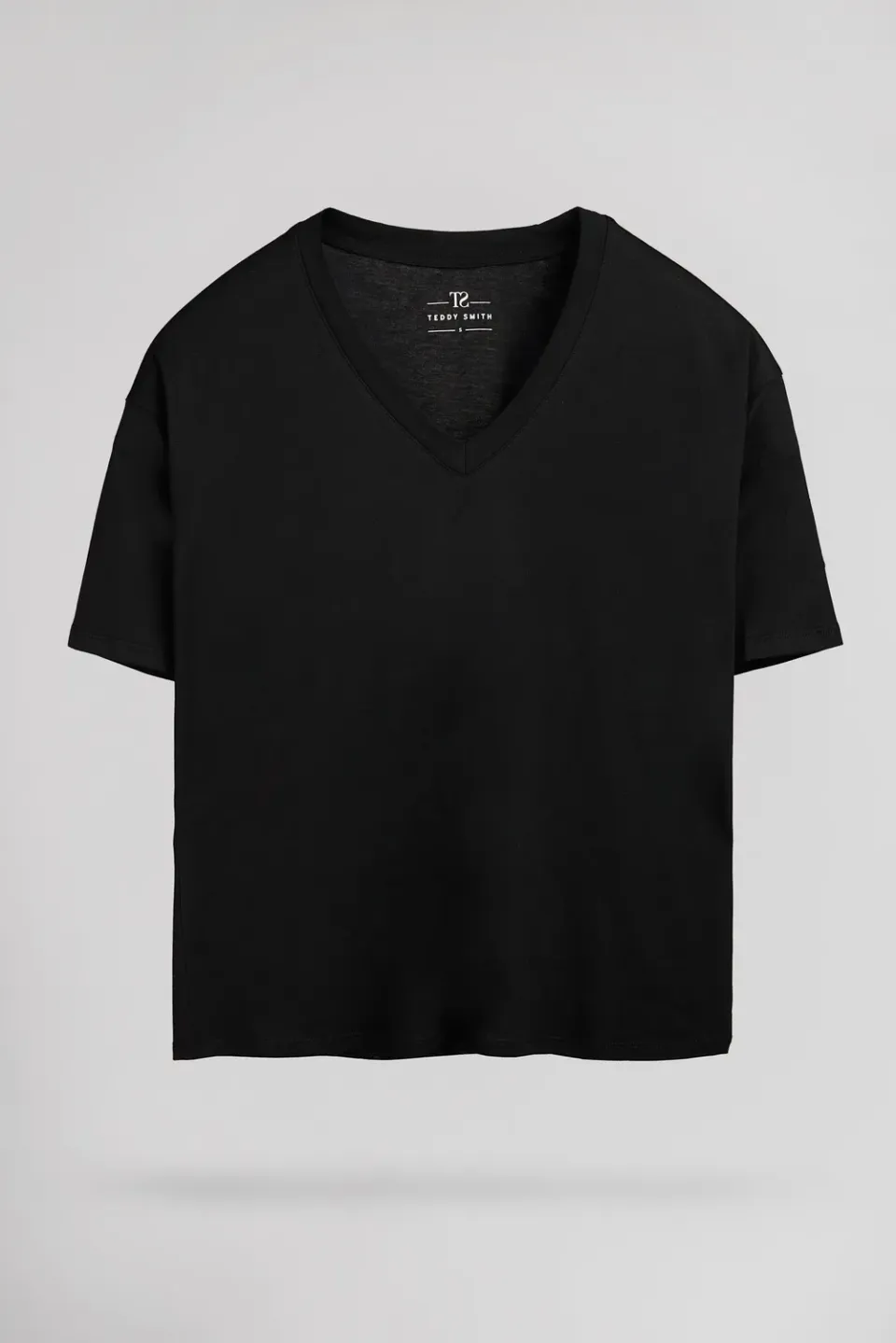 Teddy Smith T-Perle MC T-Shirt Scollo V Nero Modal