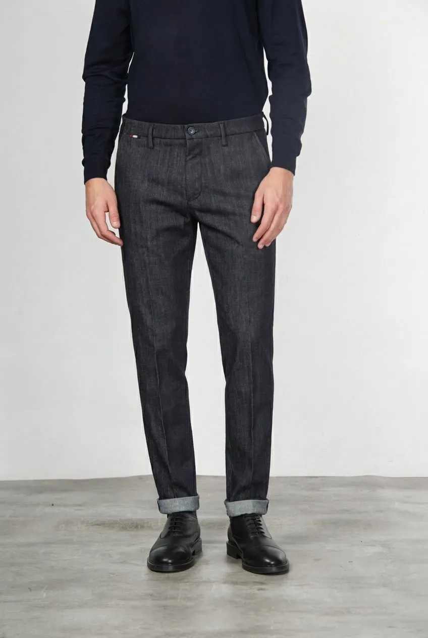 Mason's Osaka pantalone chino uomo blu navy carrot fit