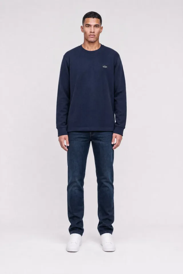 Teddy Smith T-Waffle ML maglia maniche lunghe US Navy cotone