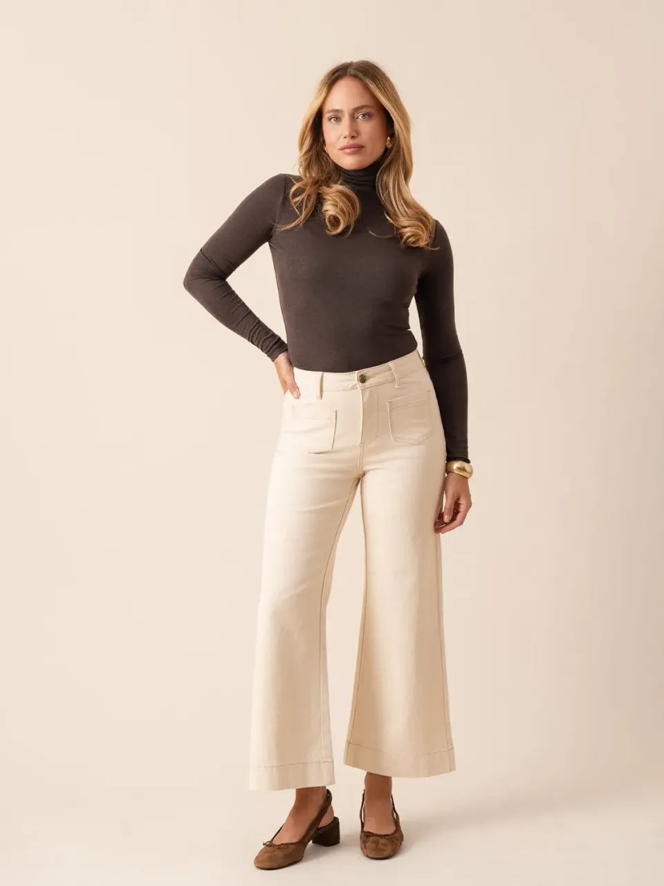 Oraije Gasparette jeans wide beige naturale