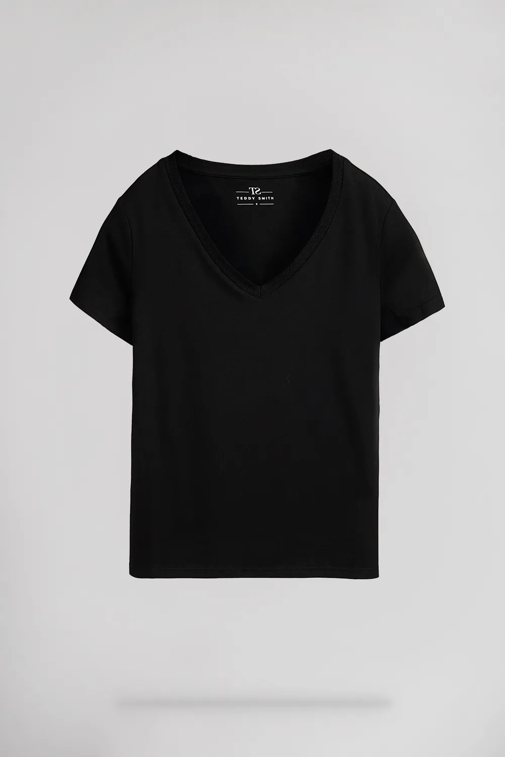 Teddy Smith T-Mia MC t-shirt donna nero scollo V modal