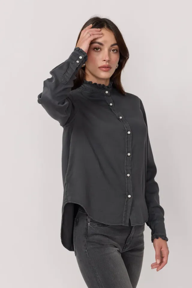acquaverde Gaby camicia antracite collo volant