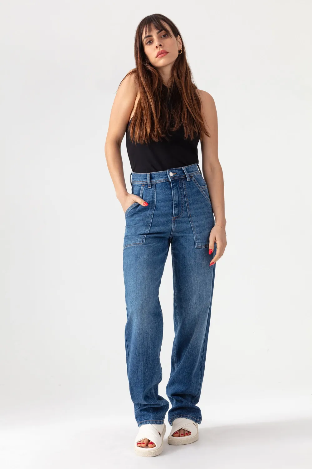 acquaverde Hope jeans baggy Crinkle Blue