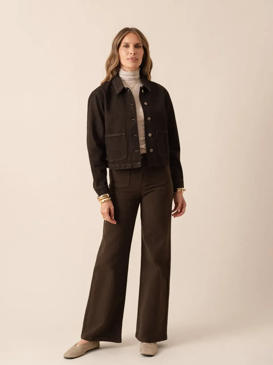 Oraije Gaspard jeans wide marrone cioccolato