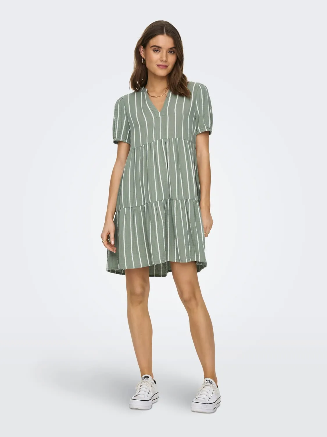 Only Onlnora Loose abito donna S scollo V fantasia oceano