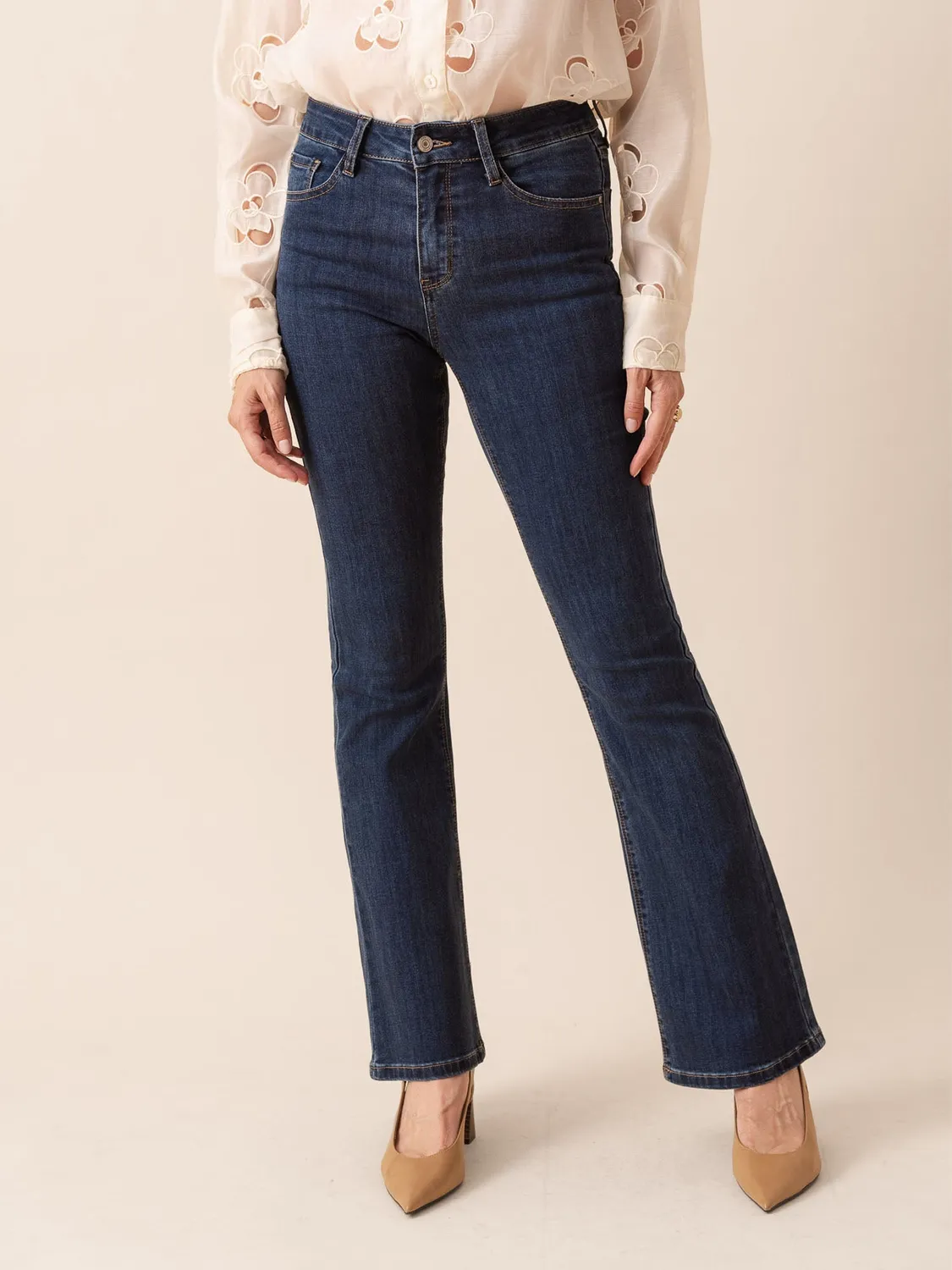 Oraije Emma jeans flare denim blu stone anni 70