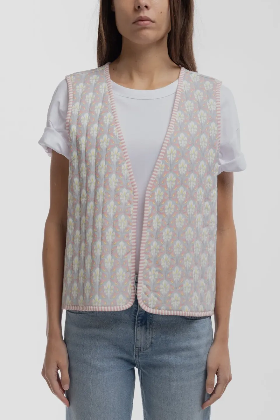 Teddy Smith G-Fiona Gilet Donna Rosa Trapuntato Mosaico