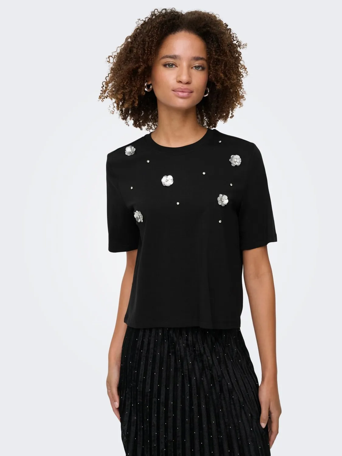 ONLY Onlsilvia Top Maniche Corte Nero