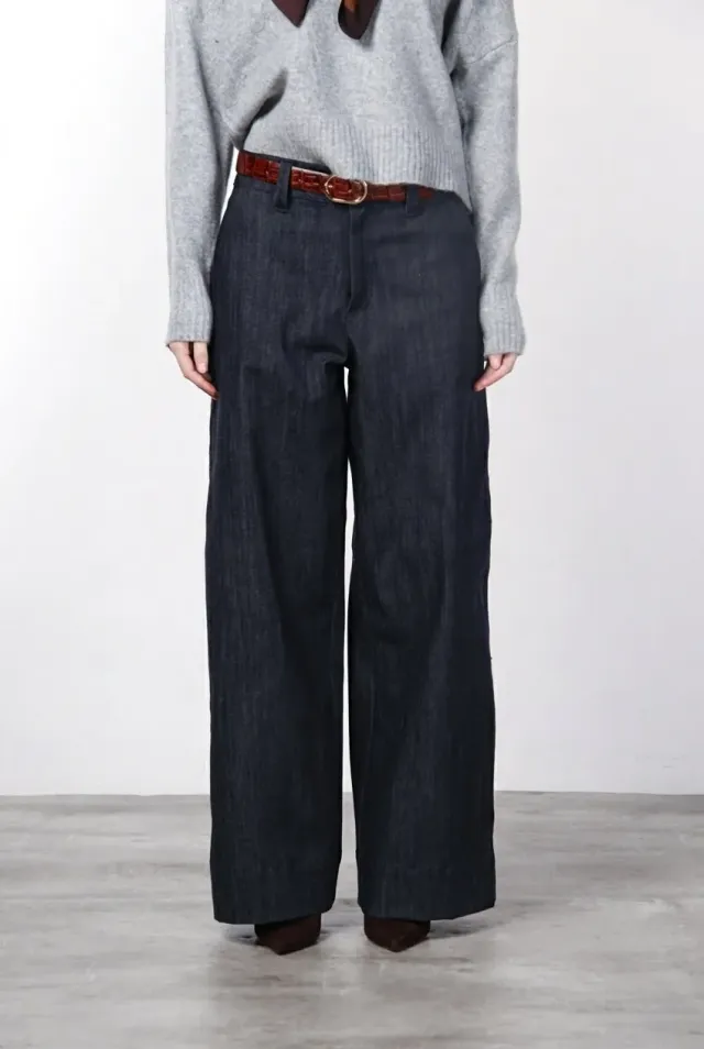 Mason's New York Wide chino denim blu navy wide leg
