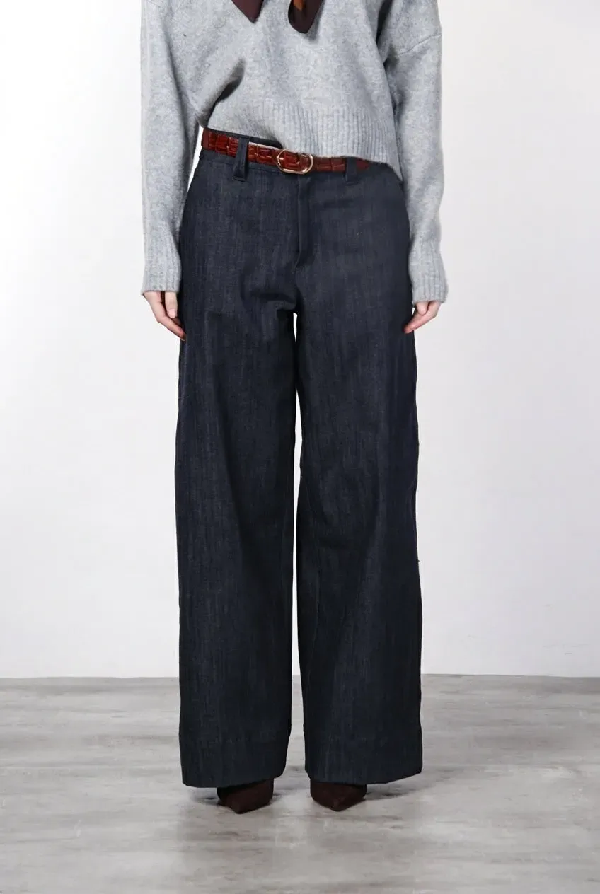 Mason's New York Wide chino denim blu navy wide leg