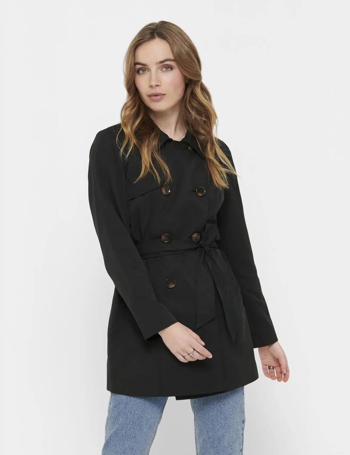 ONLY Onlvalerie trench nero donna leggero