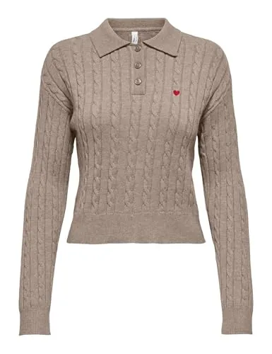 ONLY Onlkatia polo maglia trecce donna nera