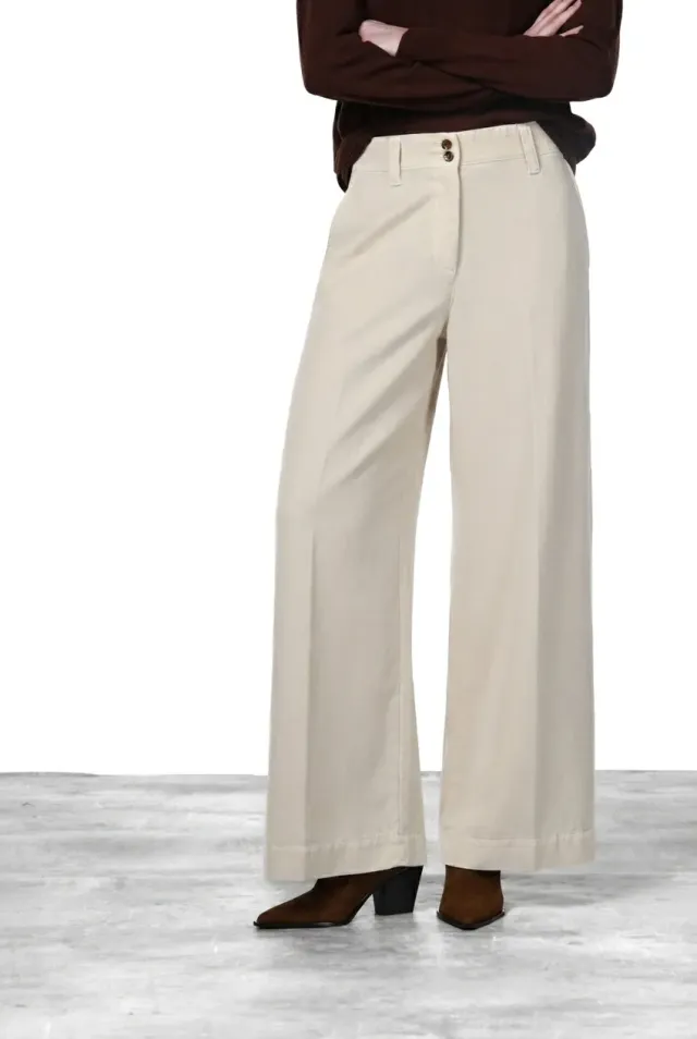 Mason's New York Wide Elax pantalone crema wide leg