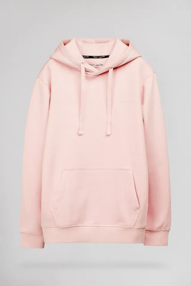 Teddy Smith S-Nark felpa uomo rosa pastello cappuccio