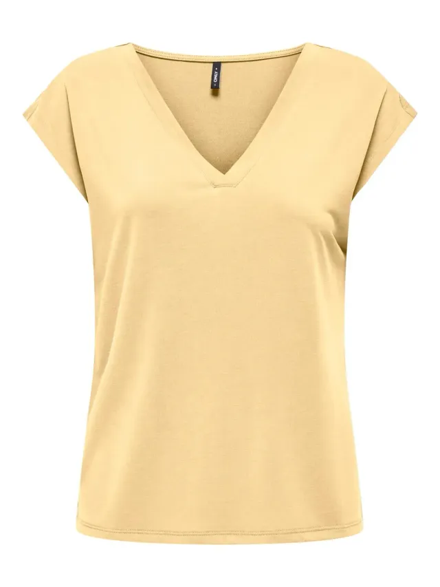 ONLY ONLFREE Life V-Neck T-shirt Sunlight scollo a V