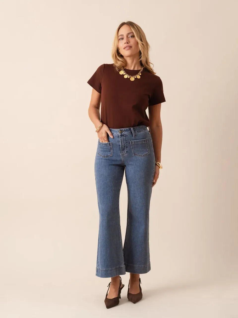 Oraije Gasparette jeans wide blu stone vita alta