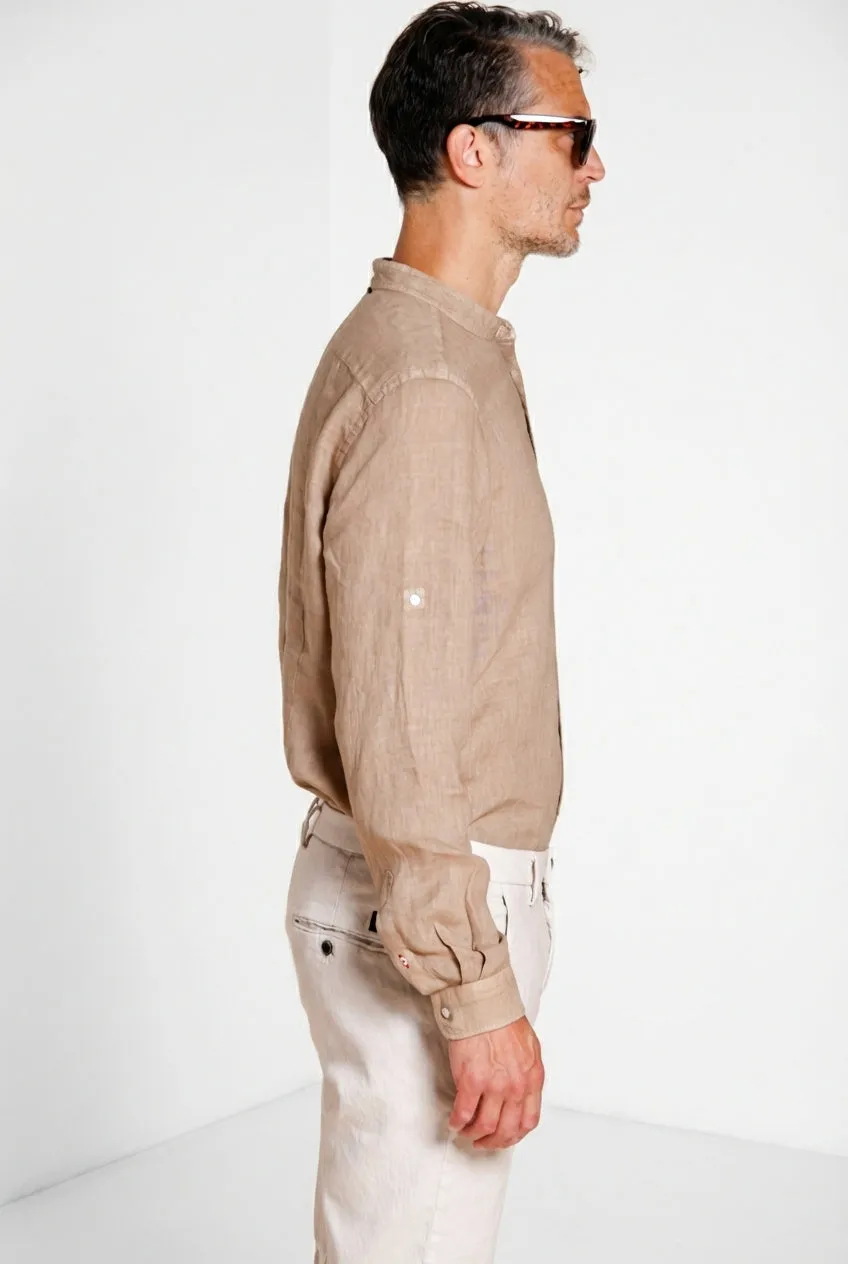 Mason's Porto camicia uomo lino beige medio