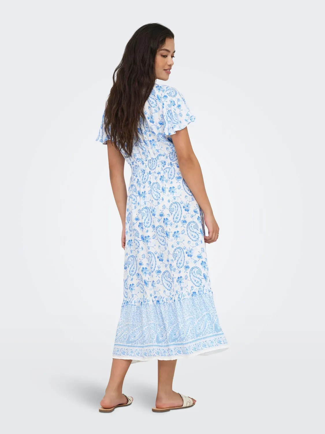 ONLY Onlmarianne Life abito midi S scollo V Cloud Dancer