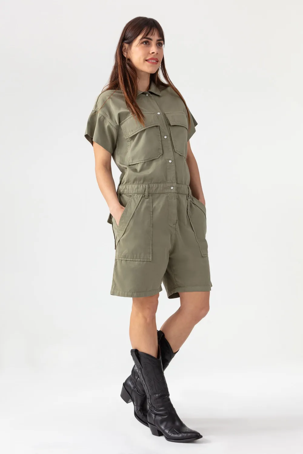 acquaverde Joey tuta corta Light Kaki gabardine