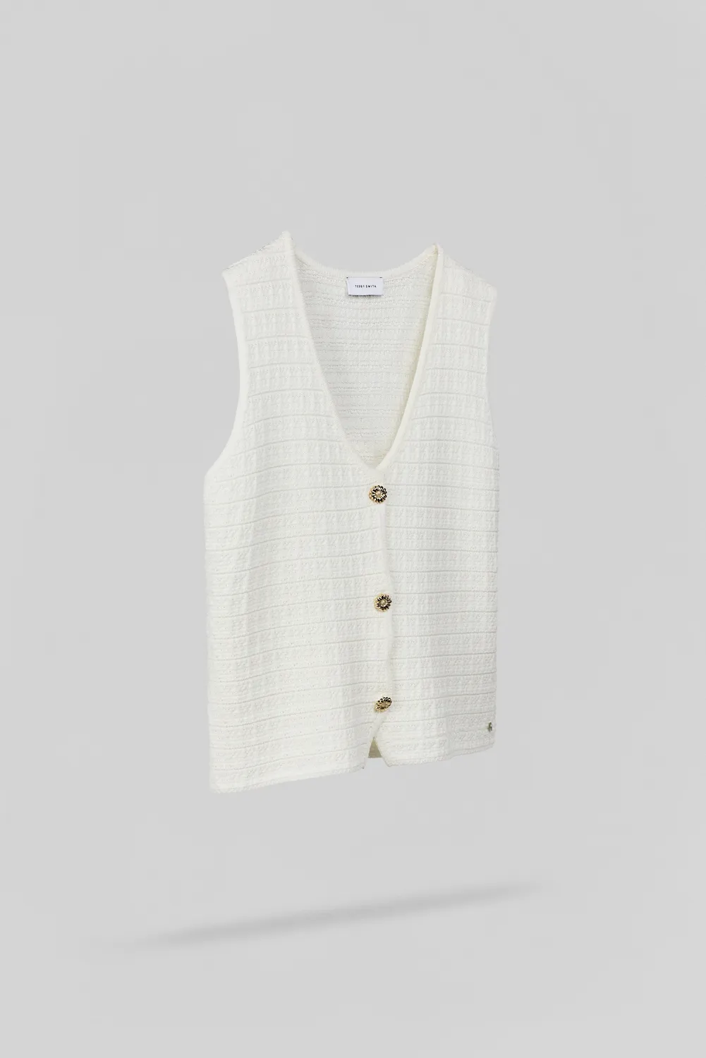 Teddy Smith G-Millie gilet donna bianco maglia testurizzata