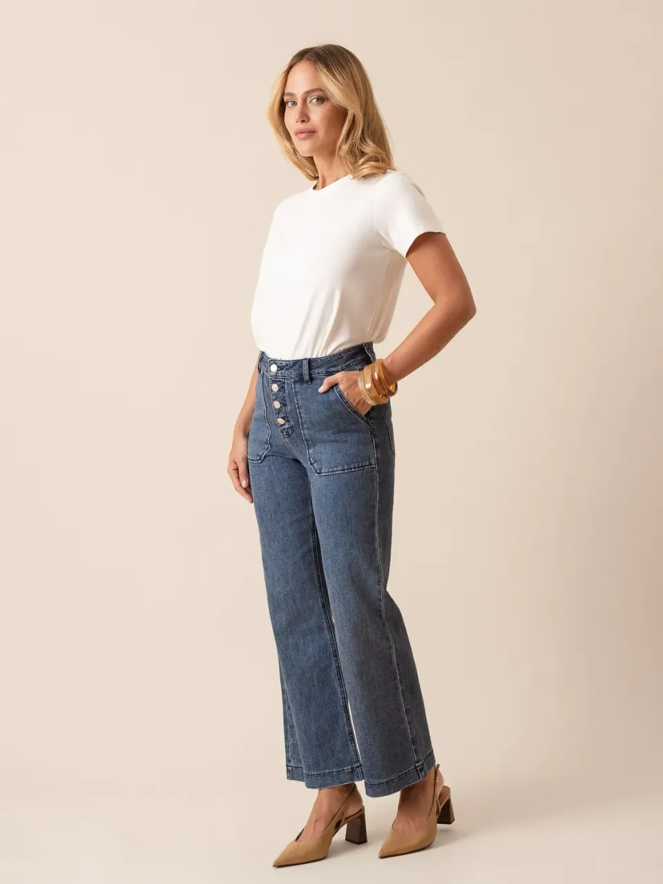 Oraije Paulinette jeans bootcut blu stone