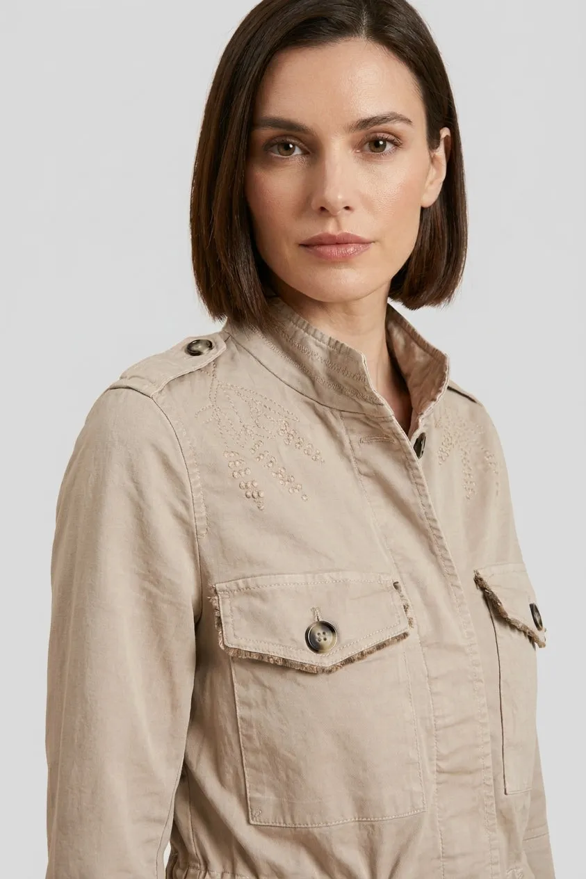 Mason's Eva giubbotto donna beige ricamo fiori