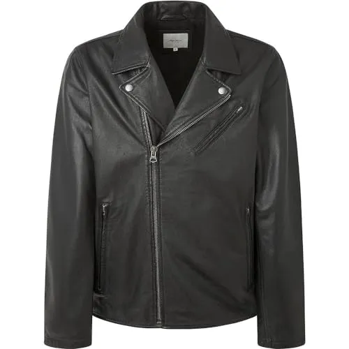 Pepe Jeans Valen Giacca Pelle Uomo M Nera Biker