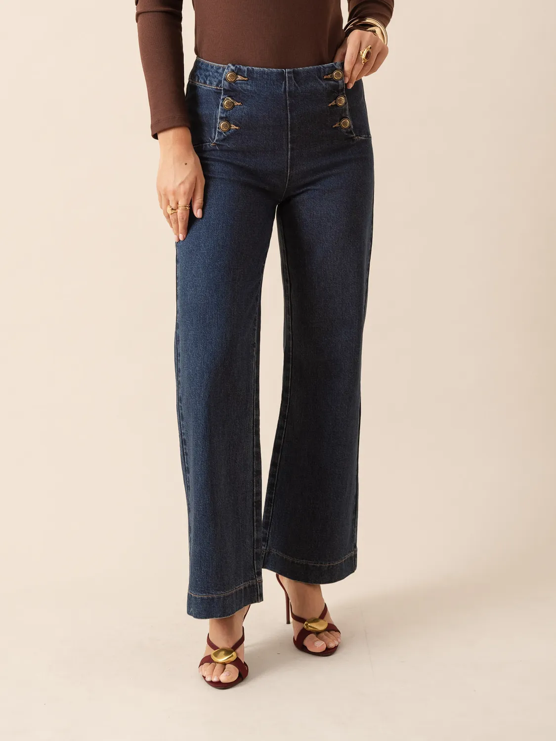 Oraije Victo jeans wide blu scuro alte