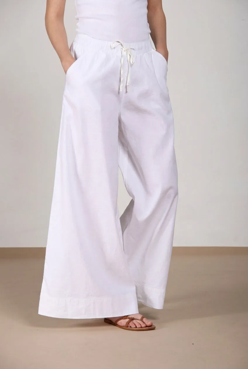 Mason's Portofino pantalone donna bianco lino wide leg