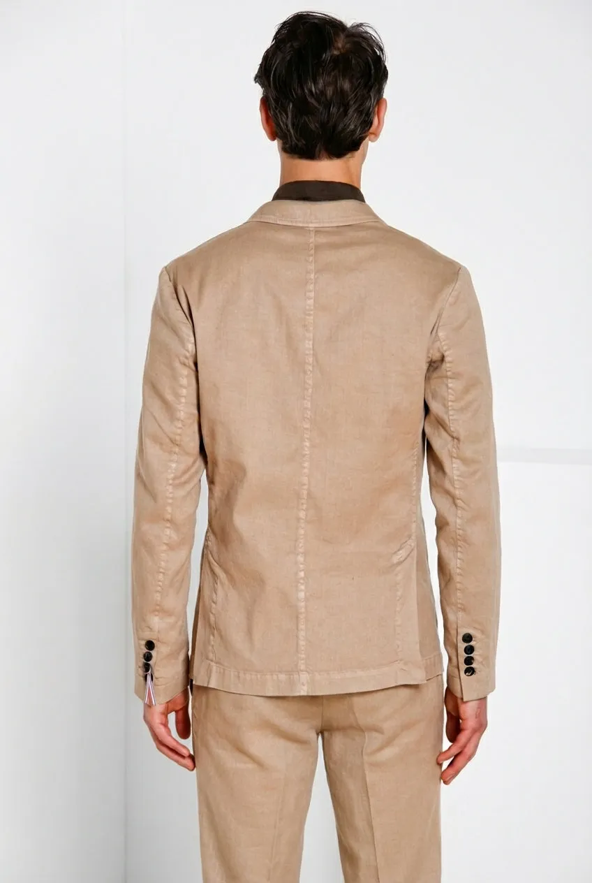 Mason's Da Vinci blazer uomo beige medio lino e cotone