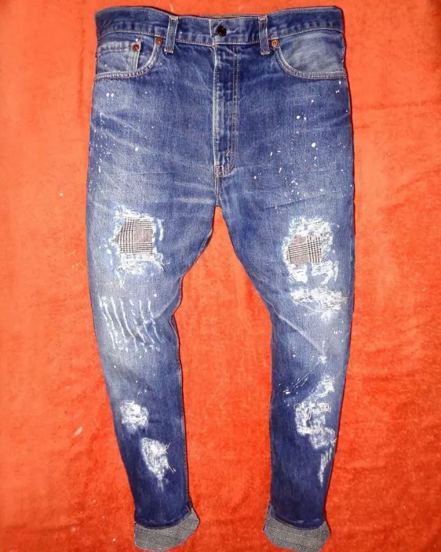 Levi's Vintage Principe di Galles jeans personalizzati sartoriali