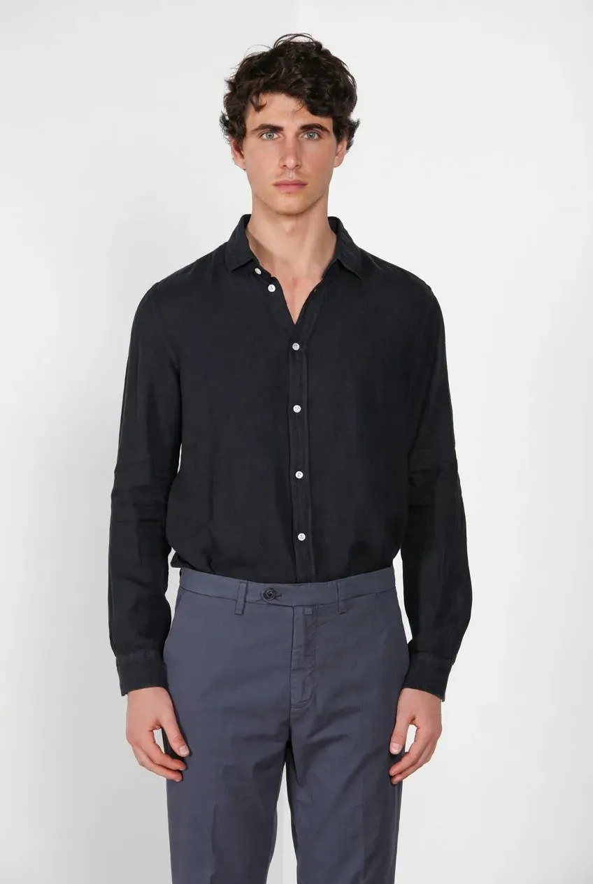 Mason's Torino camicia uomo in lino blu notte
