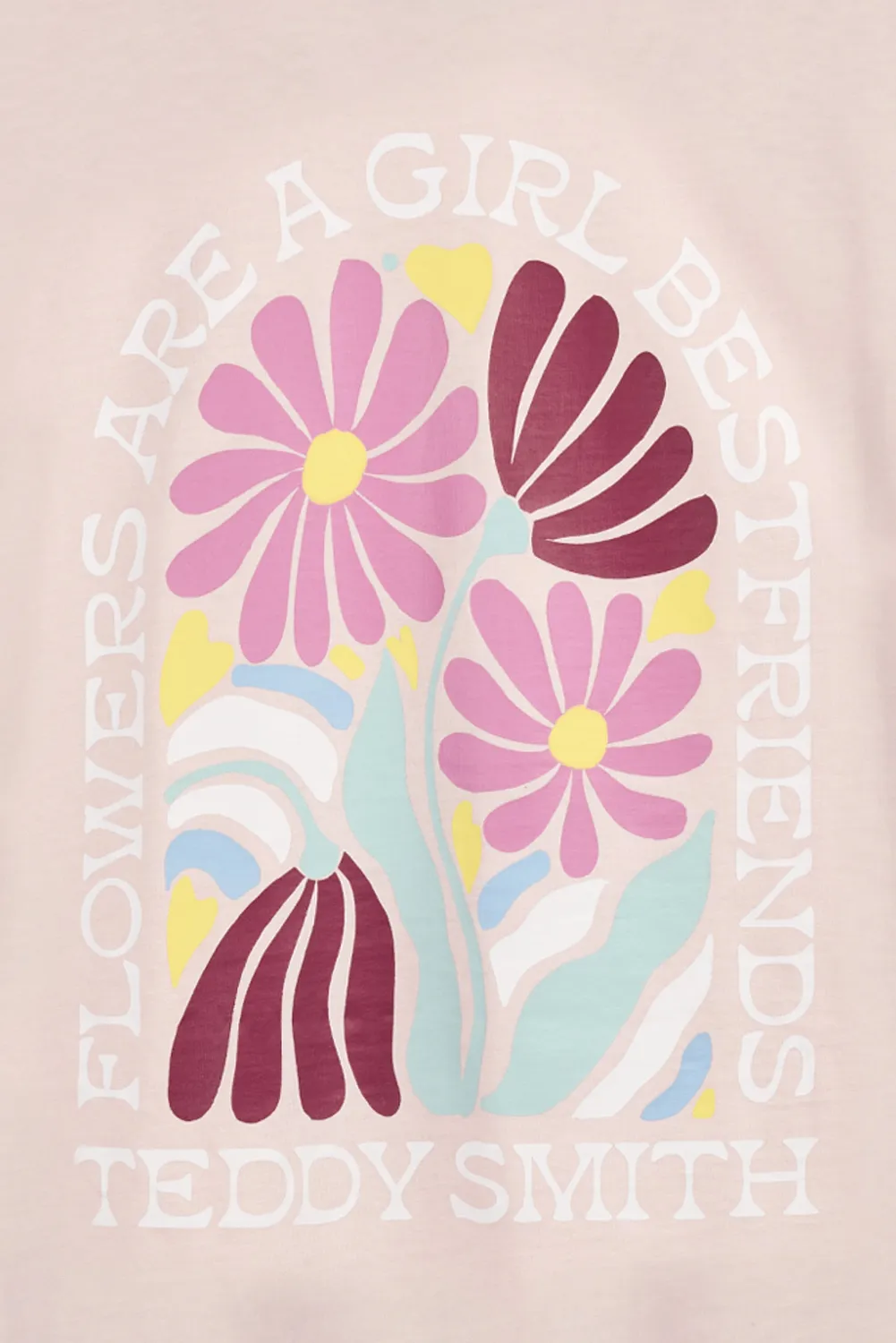 Teddy Smith T-Flowa MC T-Shirt Donna Rosa Quartz Floreale