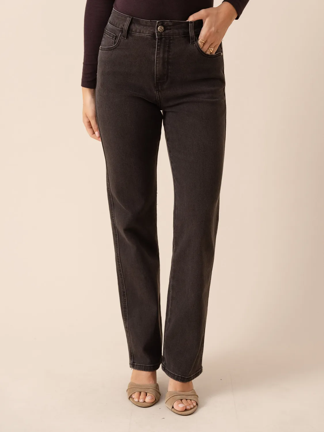 Oraije Kendall jeans dritto lungo grigio scuro