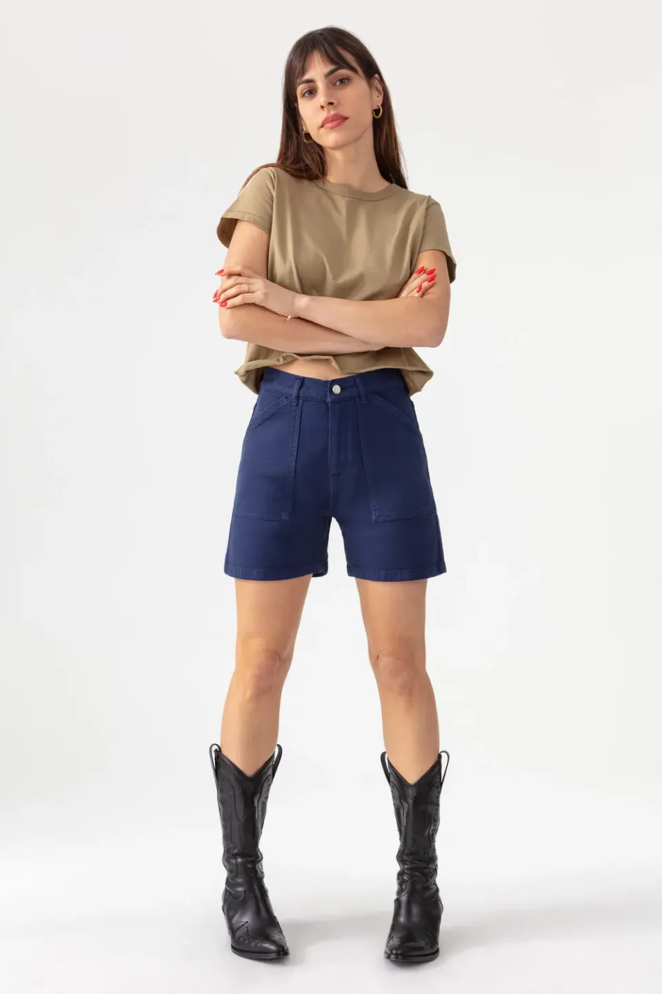 Acquaverde Mary Shorts Indigo Cargo Vita Alta