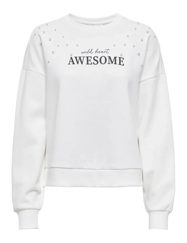 ONLY Onljenna L/S O-Neck EMB Box felpa M ricamata