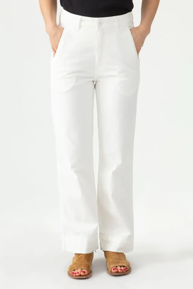 Acquaverde Paltrow pantalone 7/8 off white vita alta