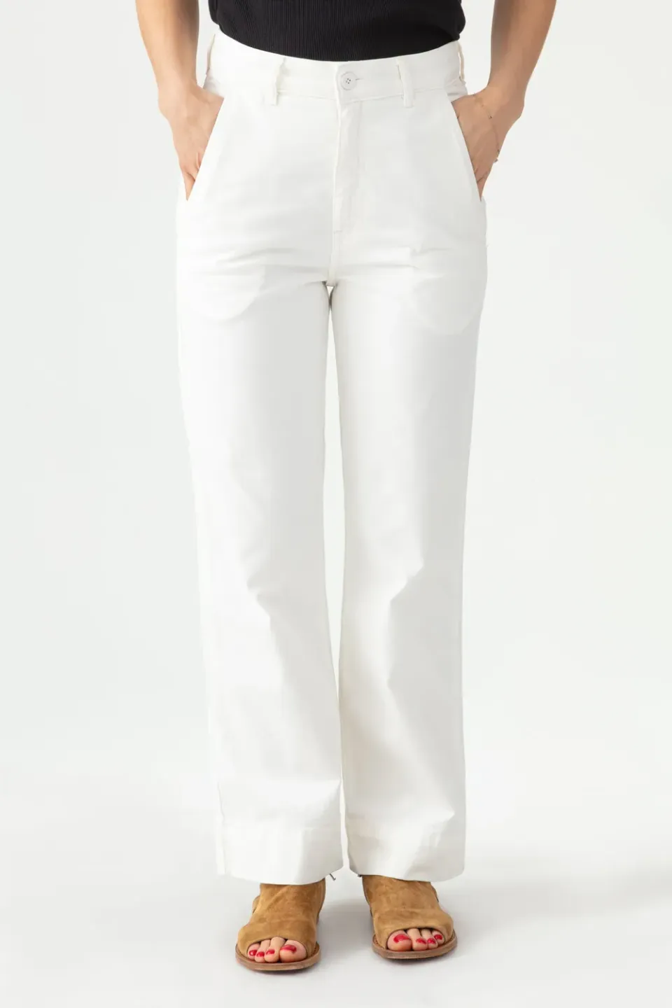 Acquaverde Paltrow pantalone 7/8 off white vita alta