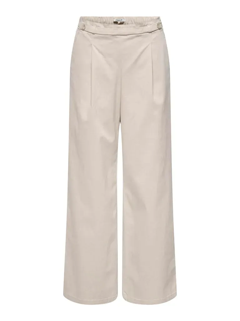 ONLY Onlstella pantaloni wide pull-up neri vita media