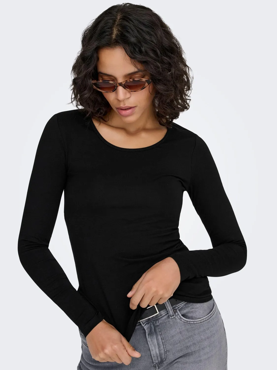Only Onllive Love maglia donna maniche lunghe girocollo nero