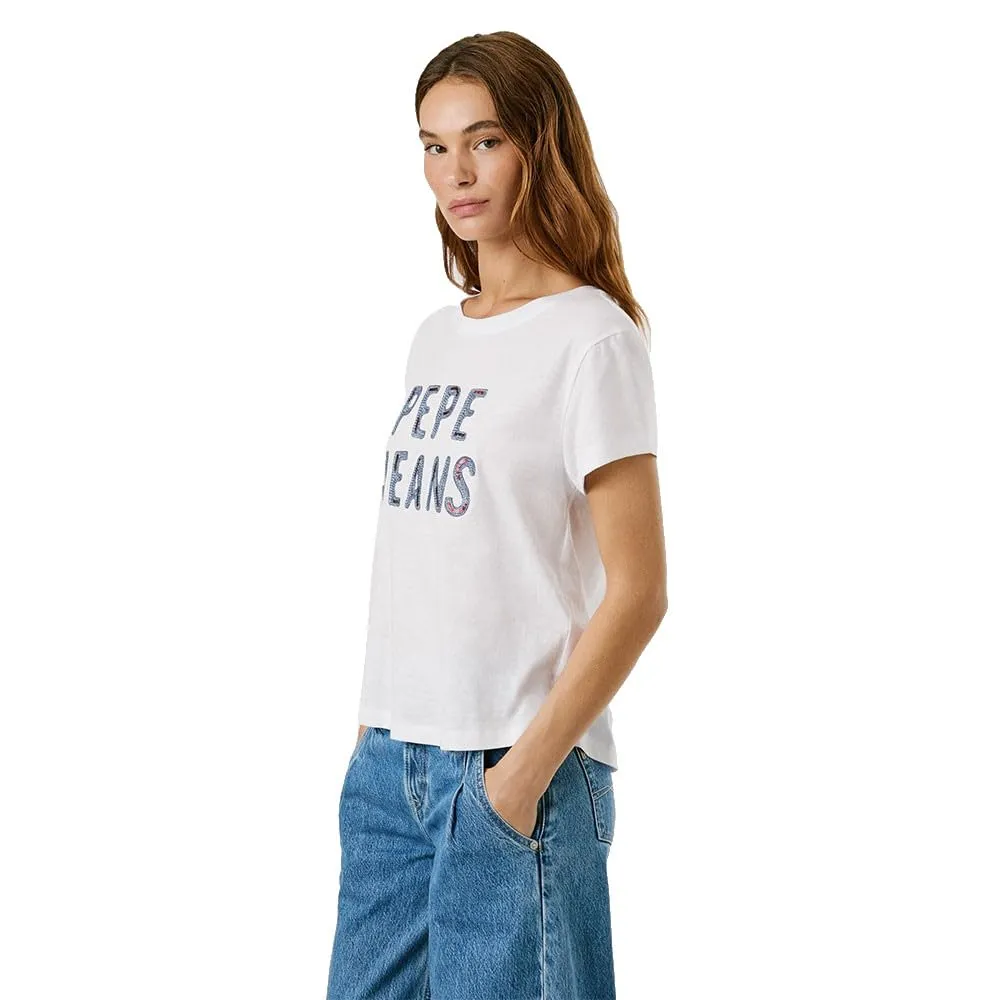 Pepe Jeans Badi T-Shirt Donna XS Bianca Paillettes