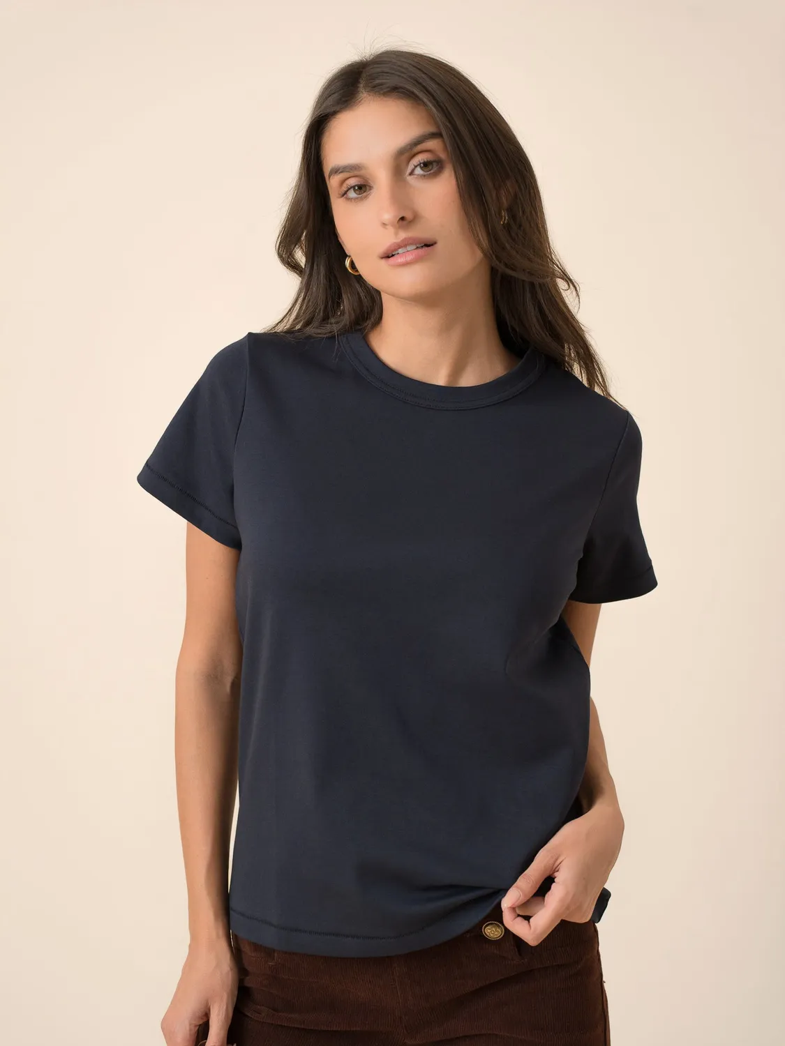 Oraije Oni t-shirt cotone blu marine tinta unita