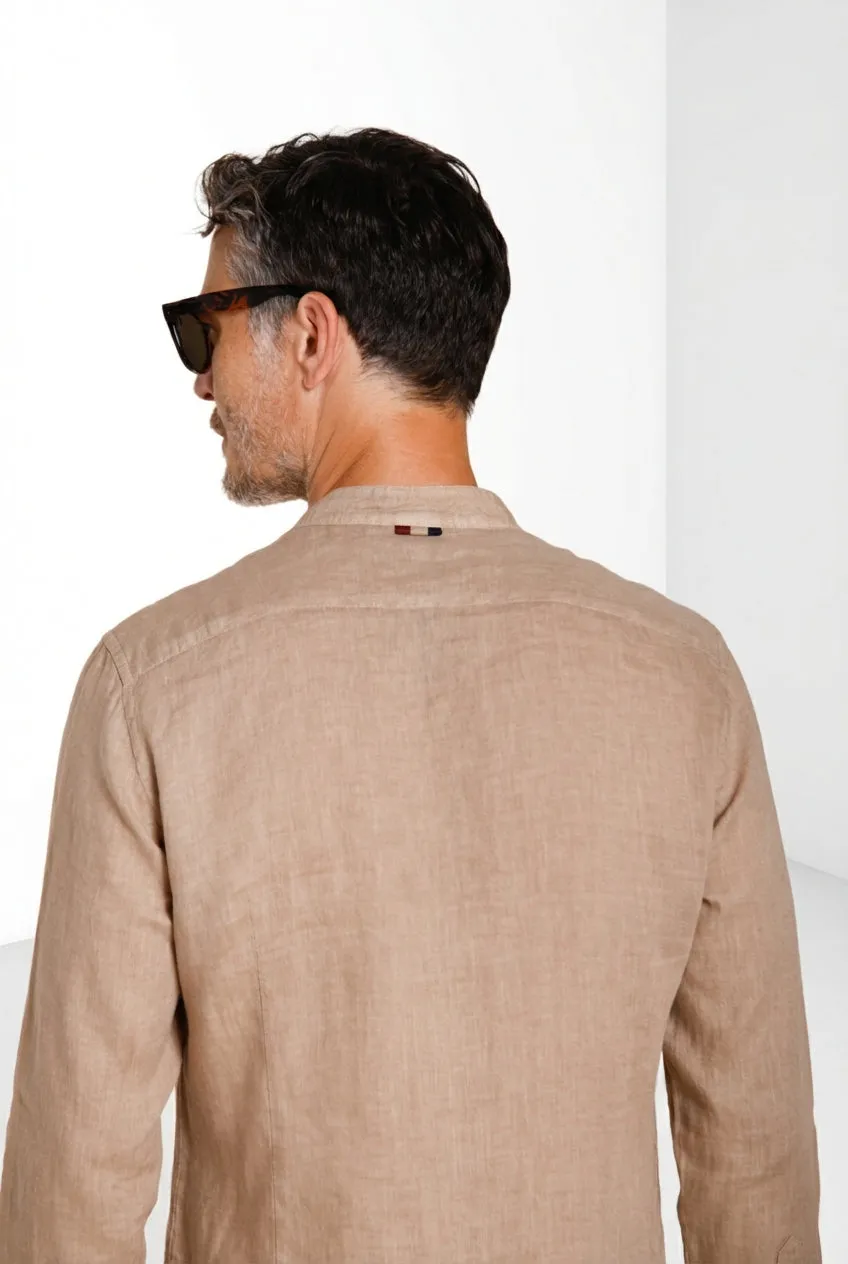 Mason's Porto camicia uomo lino beige medio