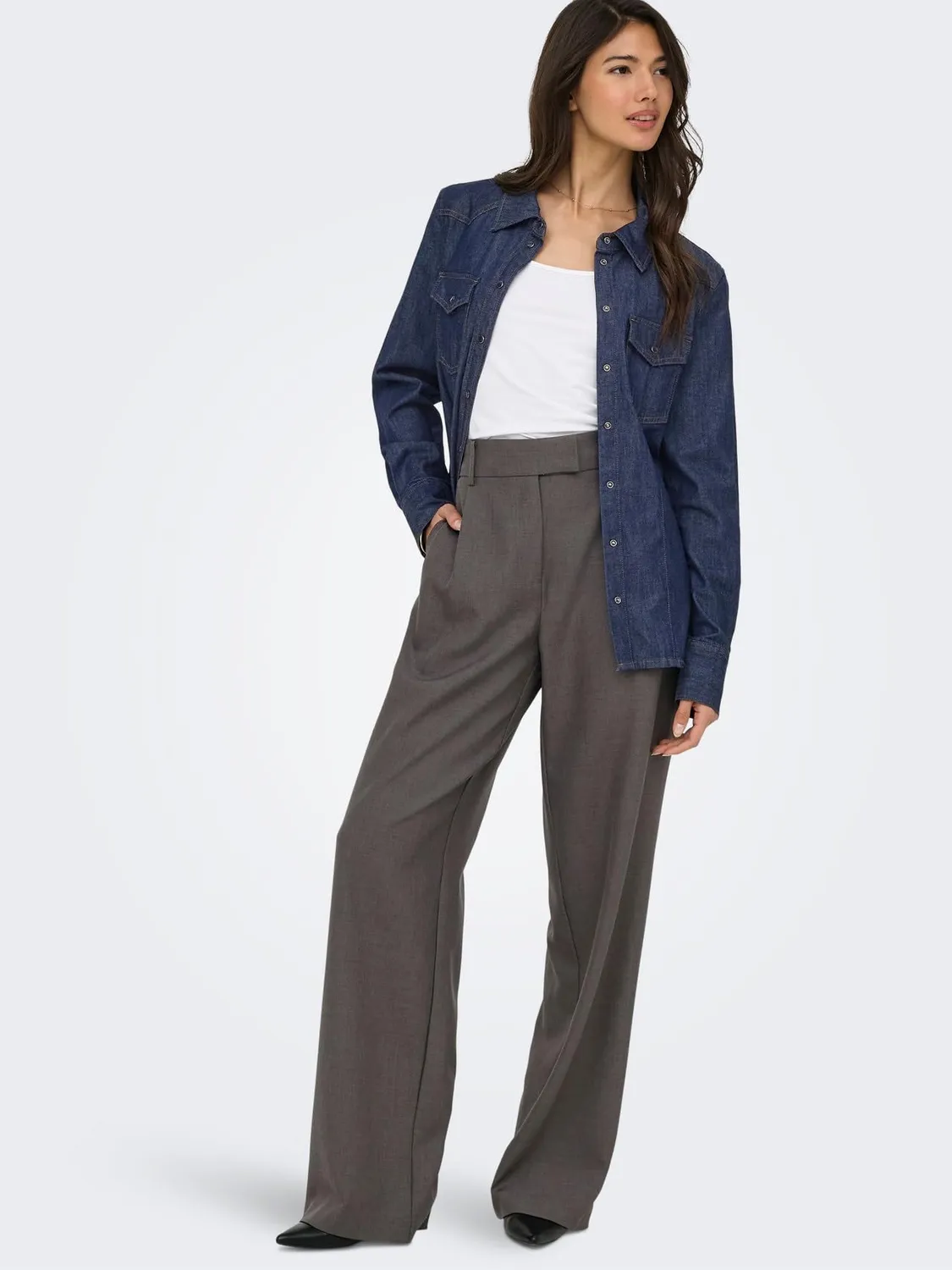 ONLY Onlolivia camicia jeans blu denim medio