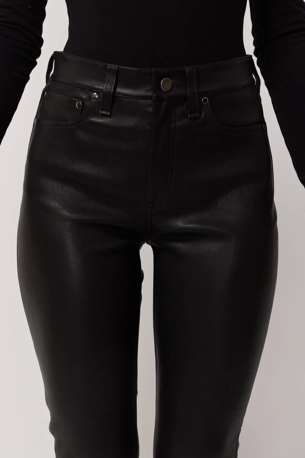 acquaverde Denver pantaloni pelle vera neri slim