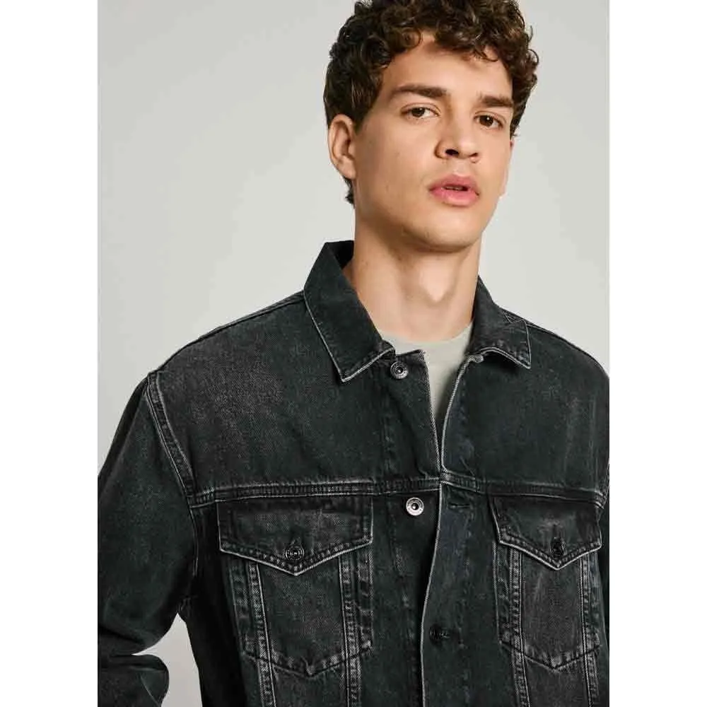 Pepe Jeans giacca jeans uomo M nero usato destroyed