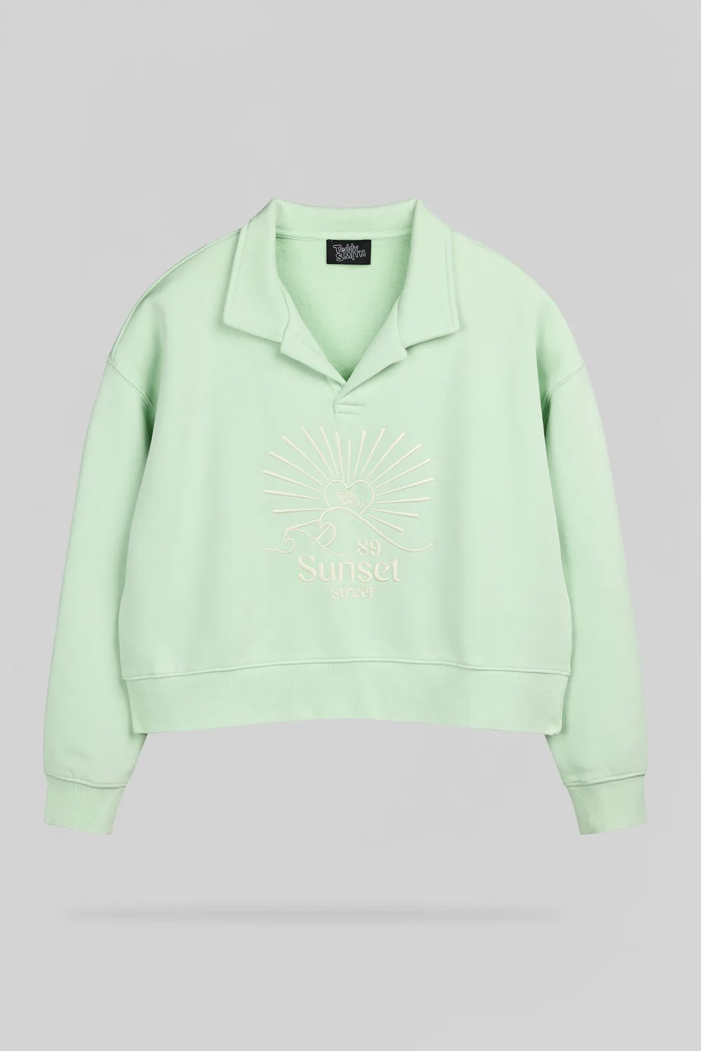 Teddy Smith S-Lily Felpa polo oversize verde menta donna