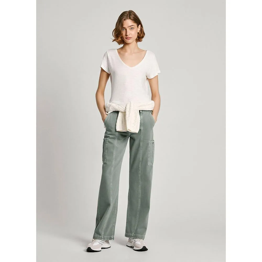 Pepe Jeans Ezzy t-shirt donna XS bianca scollo a V