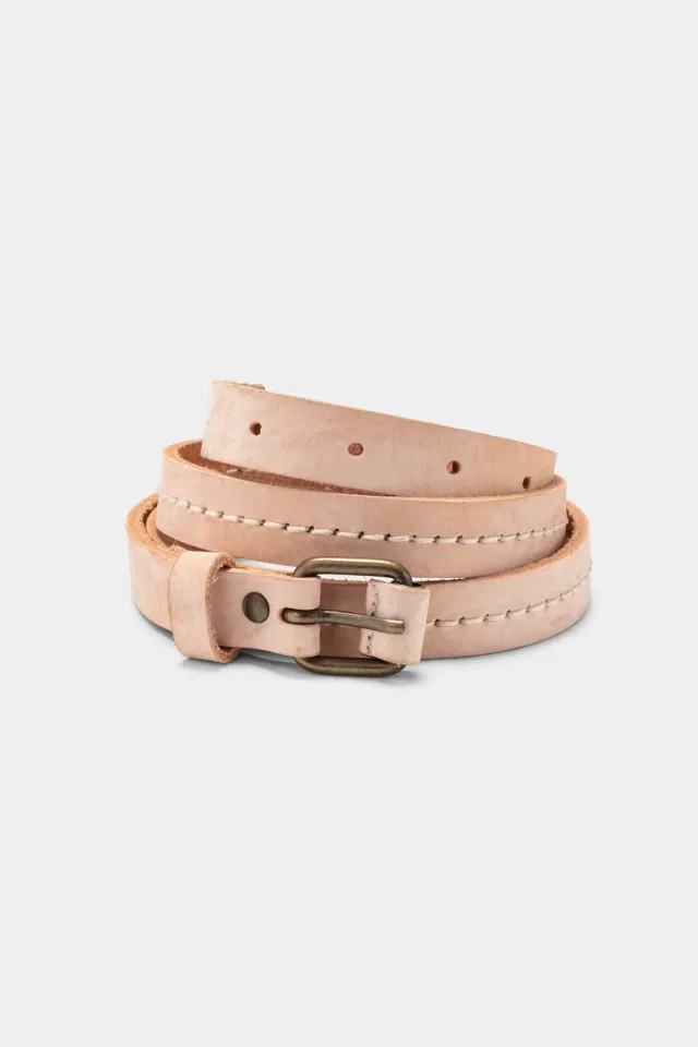 Acquaverde Nude cintura pelle sottile 2 cm